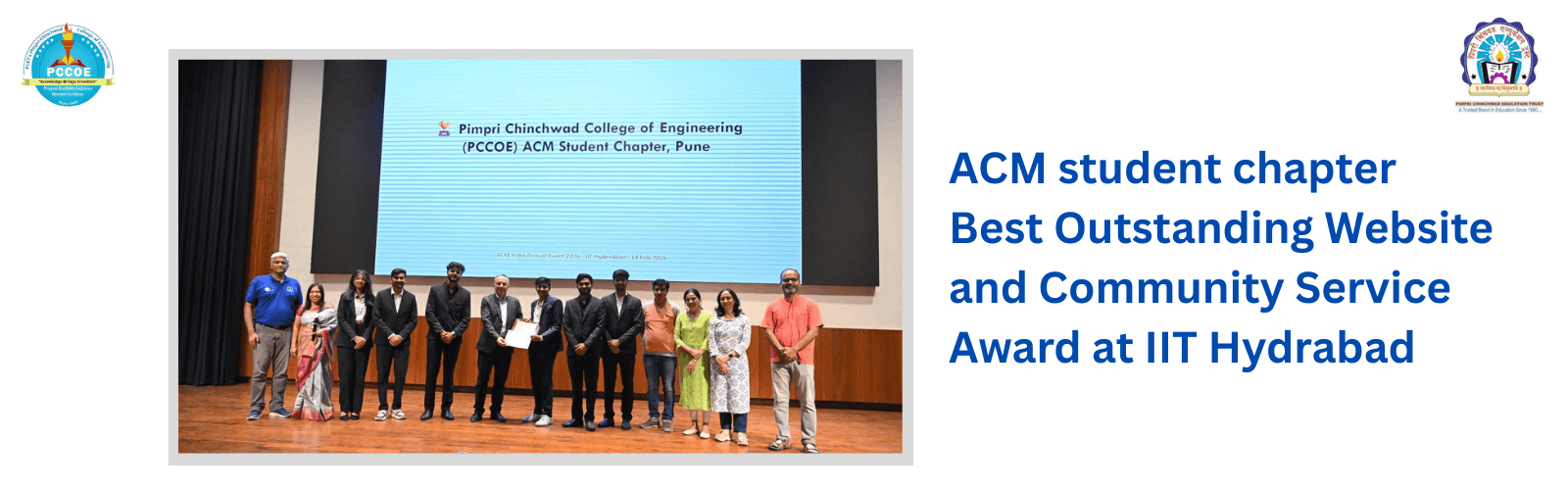 ACM student chapter Best Outstanding Website and Community Service Award at IIT Hydrabad