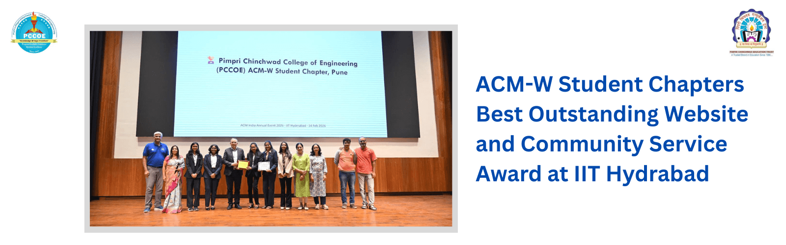 ACM-W Student Chapters Best Outstanding Website and Community Service Award at IIT Hydrabad